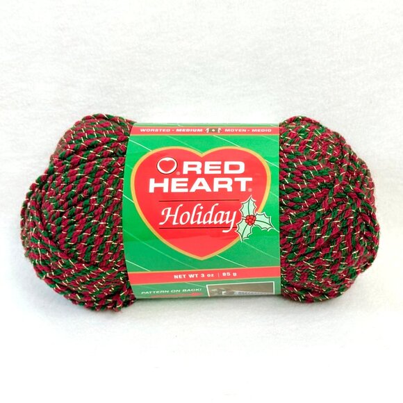 Rare Red Heart Holiday Yarn - Acrylic & Metallic Blend - TWO SKEIN LOT - Picture 2 of 5